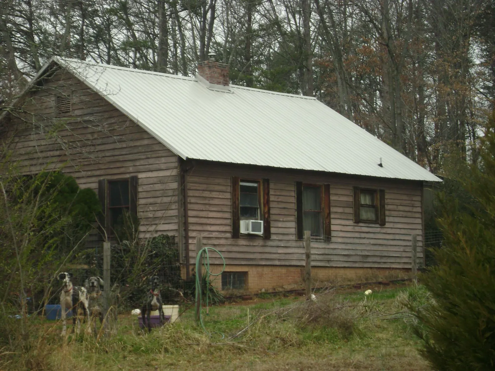 White metal roof on an old wood sided farmhouse, from a Metal Roof Installation job in Sutter